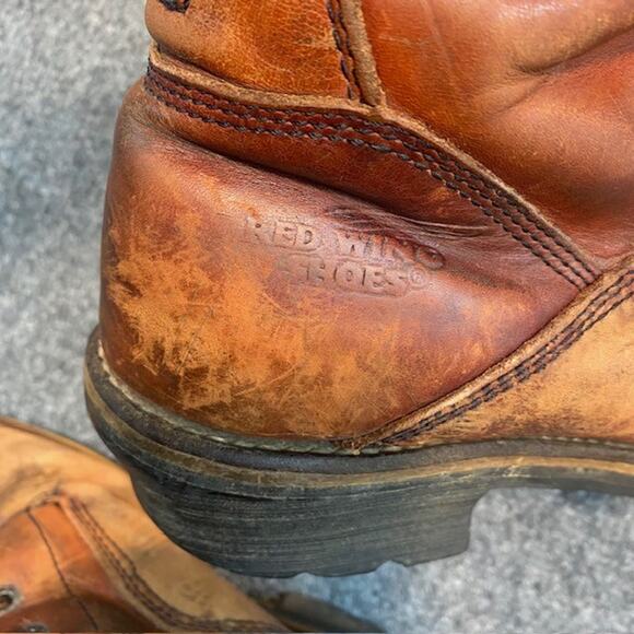 RED WING Waterproof Thinsulate USA Brown Leather Logger Work Boots Mens 8.5 - Picture 7 of 10